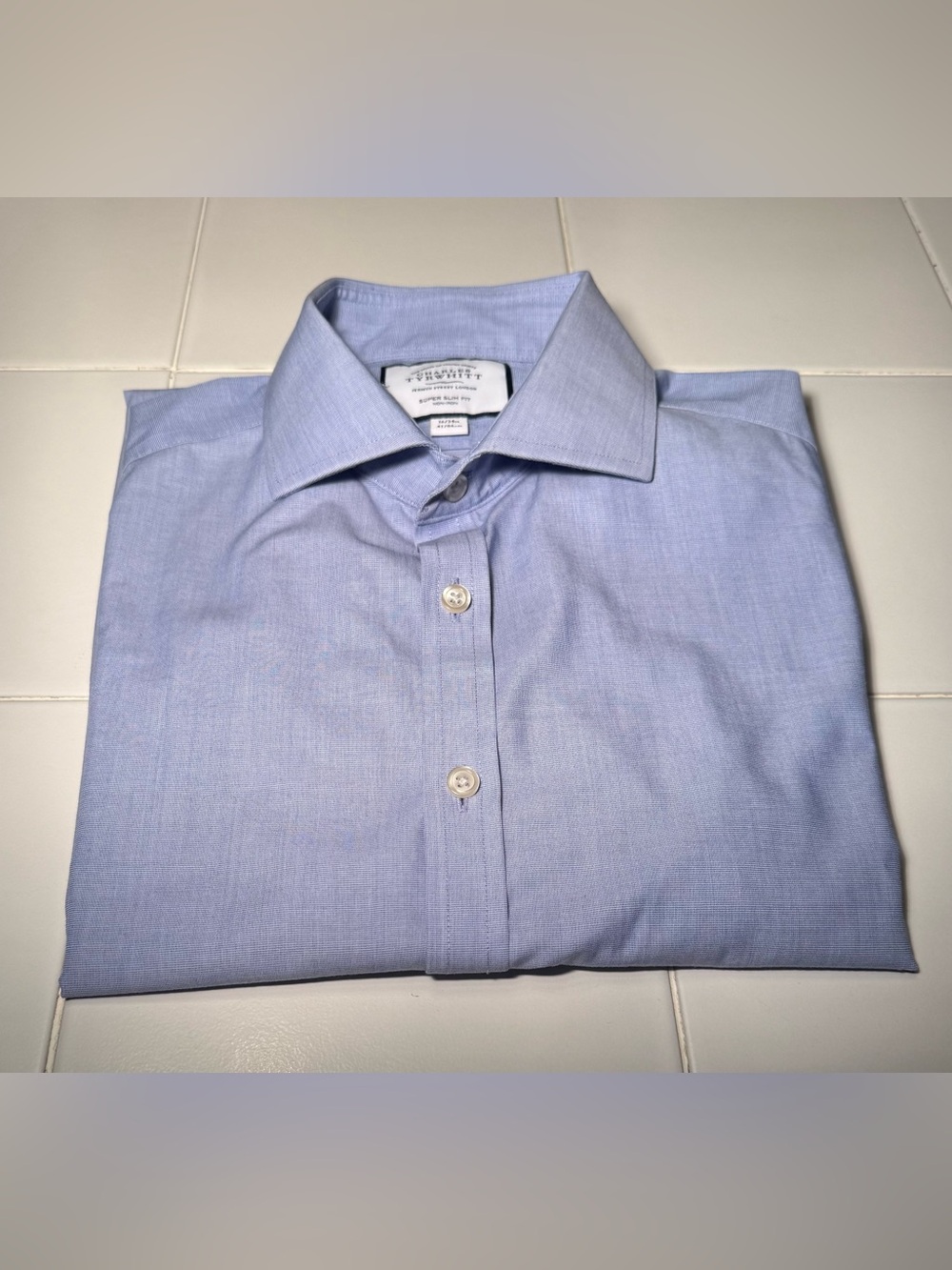 Charles Tyrwhitt Classic Men's Dress Shirt - Light Blue Weave Super Slim Fit